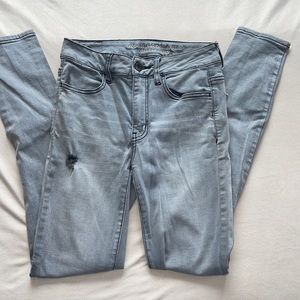 American Eagle Hi-Rise Jegging Women’s 0R gray wash denim distressed
